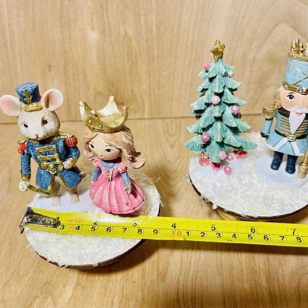 Christmas Figurines Decorations Winter Princess Nutcracker Set Of 2 On Pedestals